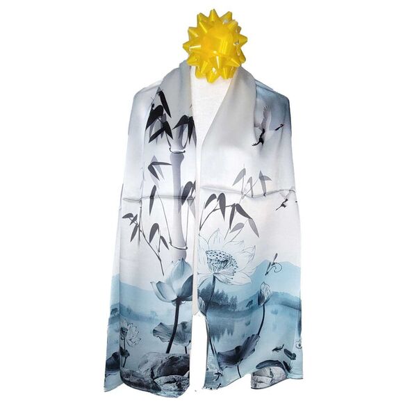 NWT Genuine 100% Mulberry Silk Satin Scarf 21"x66" Long Rectangle Shawl 53121 - Picture 4 of 8